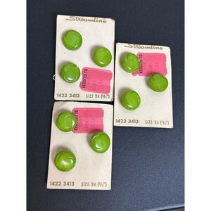 Streamline Size 24 Lime Green Swirl Design Buttons 3/5" Round 1960s Vintage